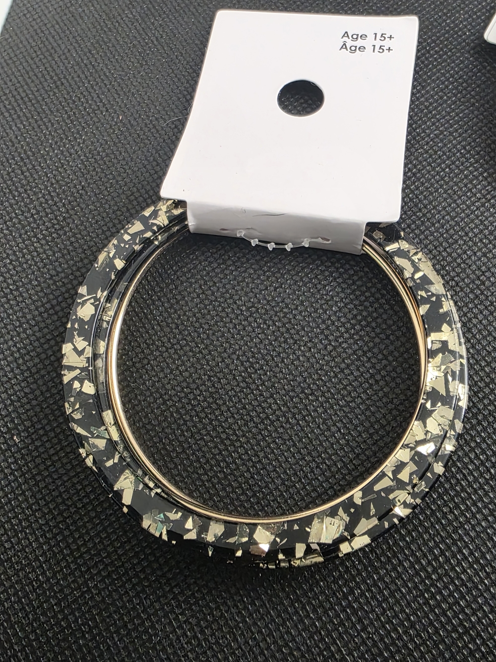 GAP 5pc Black Bangle with Gold Flake Accents And Gold Tone Bangles